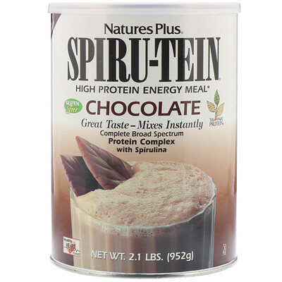 Nature's Plus Spiru-Tein, энергетическая еда с высоким содержанием белка, шоколадный вкус, 2.1 фунтов (952 г)