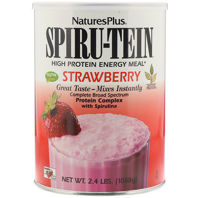 Nature's Plus Spiru-Tein, энергетический продукт с высоким содержанием белка, со вкусом клубники, 2,4 фунта (1088 г)