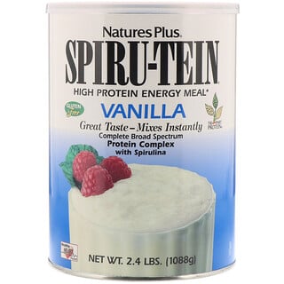 Nature's Plus, Spiru-Tein，高蛋白能量粉，香草味，2.4 磅（1088 克）