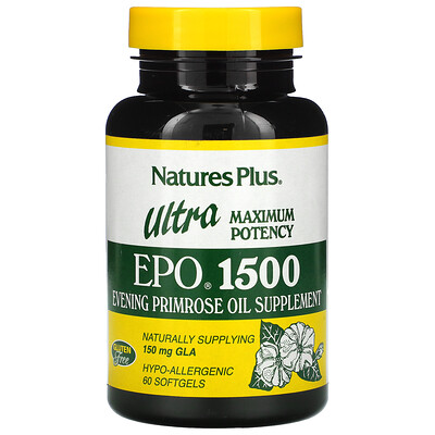 Nature's Plus Пищевая добавка Ultra EPO 1500, максимальная энергия, 60 капсул