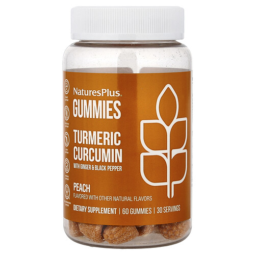 Naturesplus Turmeric Curcumin With Ginger & Black Pepper Gummies, Peach, 60 Gummies