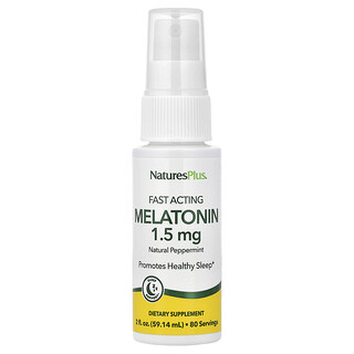 NaturesPlus, Melatonin, rychle působící, přírodní máta peprná, 1,5 mg, 2 fl oz (59,14 ml)