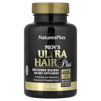 NaturesPlus, Men's Ultra Hair® Plus, Con MSM y extractos botánicos seleccionados, 60 comprimidos