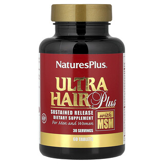 NaturesPlus, 含 MSM 的 Ultra Hair Plus，男女適用，60 片