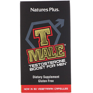 Nature's Plus, T Male（ティーメール）、男性用テストステロンブースト、植物性カプセル60粒