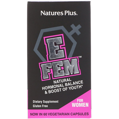 

E Fem for Women, Natural Hormonal Balance & Boost of Youth, 60 Vegetarian Capsules