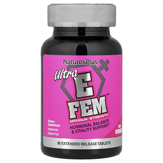 NaturesPlus, Ultra E Fem™ para mujeres, Concentración máxima, 90 comprimidos de liberación prolongada