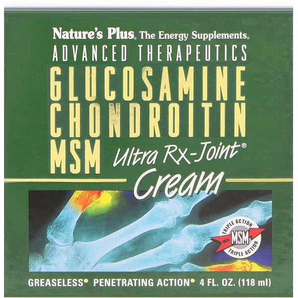 Nature's Plus, Thérapies avancées, glucosamine chondroitin MSM, crème pour les articulations ultra Rx, 118 ml (4 oz)