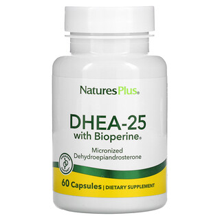 Nature's Plus, DHEA-25 含 BioPerine，60 粒素食膠囊