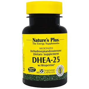 Nature's Plus, DHEA-25 с биоперином, 60 капсул на растительной основе
