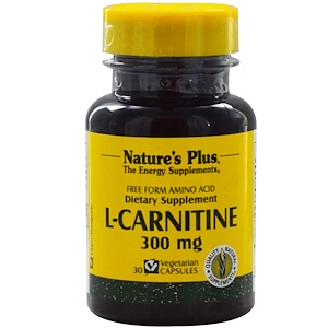 Nature's Plus, L-карнитин, 300 мг, 30 вегетарианских капсул