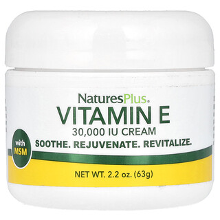 NaturesPlus, Krim Vitamin E Dengan MSM, 30.000 IU, 63 g (2,2 ons)