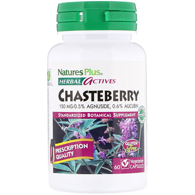 

Nature's Plus Herbal Actives, Chasteberry, 150 mg, 60 Vegetarian Capsules