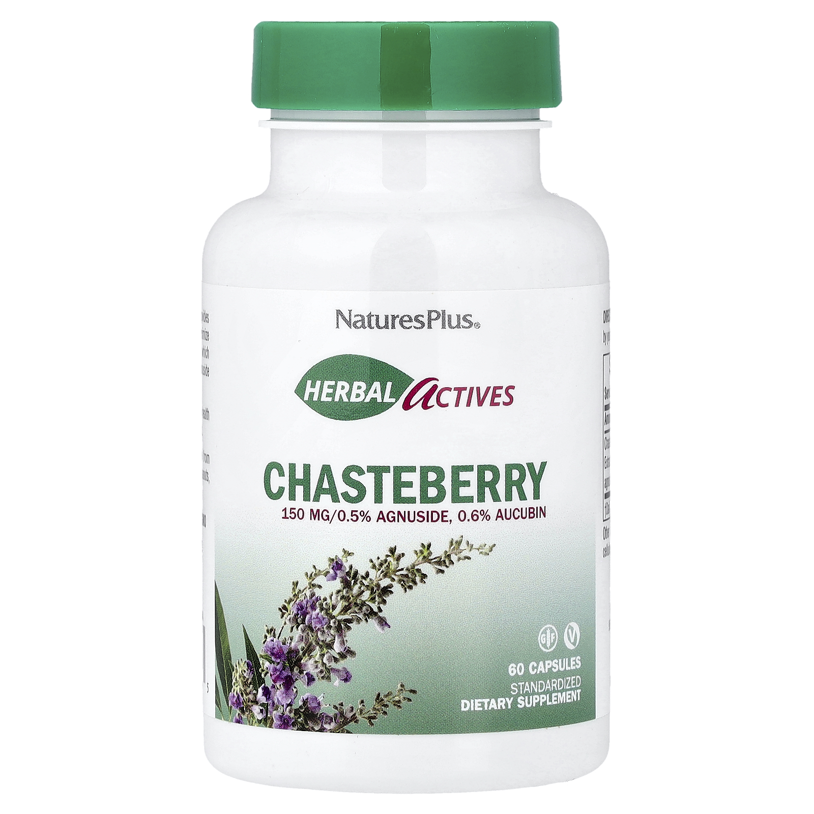 NaturesPlus (네이처스플러스), 허브 액티브, 체이스트베리, 150mg, 캡슐 60정
