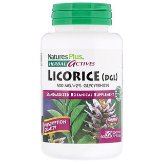 Nature's Plus, Herbal Actives, Alcaçuz (DGL), 500 mg, 60 Cápsulas Vegetarianas