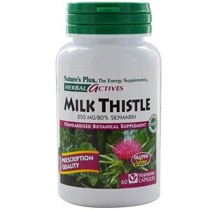 Nature's Plus, Herbal Actives, Молочный чертополох, 250 мг, 60 растительных капсул