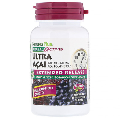 

Herbal Actives, Ultra Acai, Extended Release, 1,200 mg, 30 Vegetarian Bi-Layered Tablets