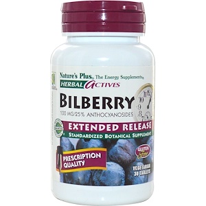 Отзывы о Натурес Плюс, Herbal Actives, Bilberry, Extended Release, 100 mg, 30 Veggie Tabs