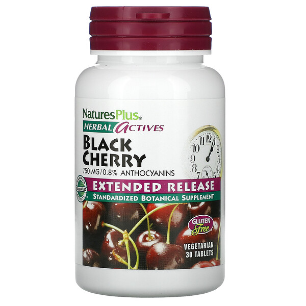 Nature's Plus, Herbal Actives, вишня, 750 мг, 30 таблеток