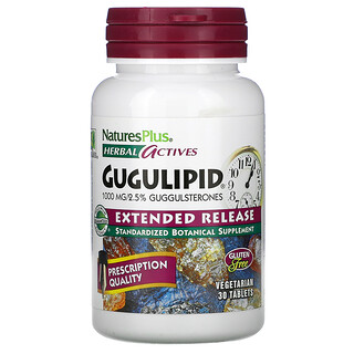 Nature's Plus, Herbal Actives, Gugulipid, Extended Release, 1,000 mg, 30 Vegetarian Tablets