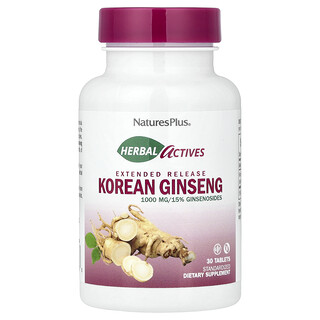 NaturesPlus, Ingrediente active din plante, Ginseng coreean, Eliberare prelungită, 1.000 mg, 30 de comprimate