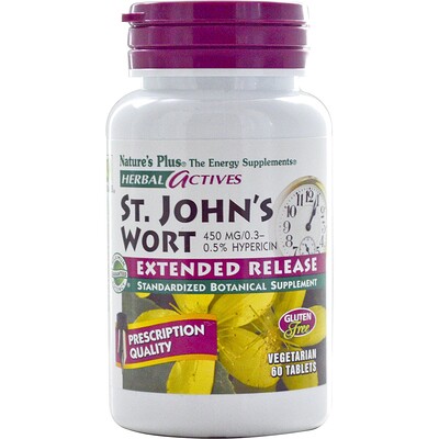 Nature's Plus Herbal Actives, St. John's Wort, 450 mg, 60 Vegetarian Tablets
