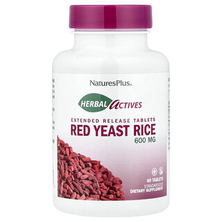 NaturesPlus, Activos herbales, Arroz de levadura roja, 600 mg, 60 comprimidos