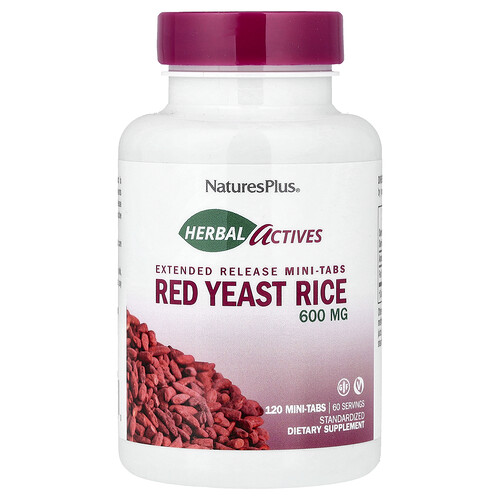 NaturesPlus, Herbal Actives, Red Yeast Rice, 120 Mini-Tabs (300 mg per Tab)