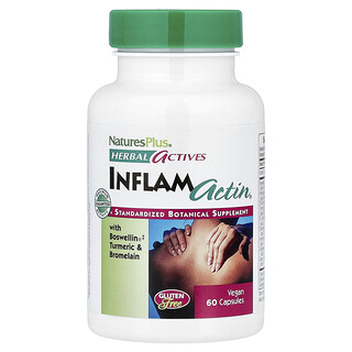 NaturesPlus, Principios activos herbales, InflamActin®, 60 cápsulas veganas