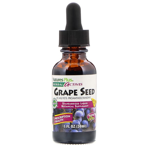 Herbal Actives, Grape Seed, Alcohol Free, 25 mg, 1 fl oz (30 ml)