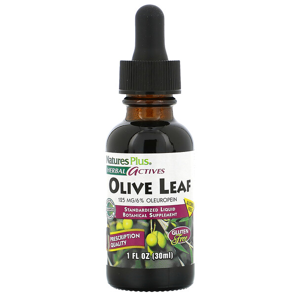 Nature's Plus‏, Herbal Actives, עלה זית ללא אלכוהול, 30 מ“ל (אונקיית נוזל 1)