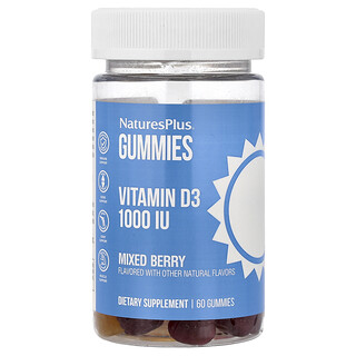NaturesPlus, Gomitas de vitamina D3, Bayas mixtas, 1000 UI, 60 gomitas
