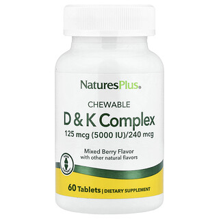 NaturesPlus, Žvýkací komplex D & K, směs bobulí, 60 tablet