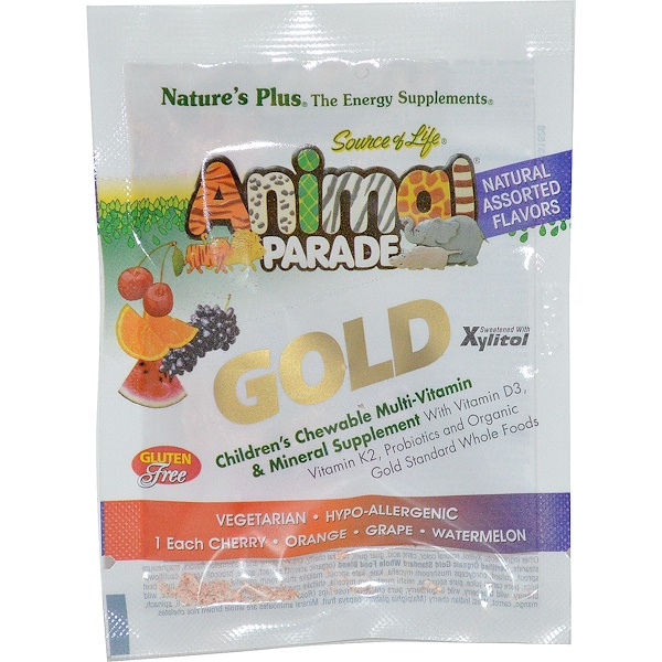 Nature's Plus, Animal Parade Gold, Natural Assorted Flavors, MultiVitamin & Mineral, 4 Chewable