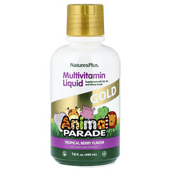Animal Parade® Gold, мультивітаміни для дітей у рідкій формі, тропічні ягоди, 480 мл (16 рідких унцій)