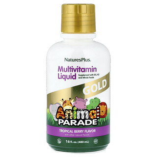 NaturesPlus, Gold Animal Parade®, multivitamine lichide, fructe de pădure tropicale, 480 ml