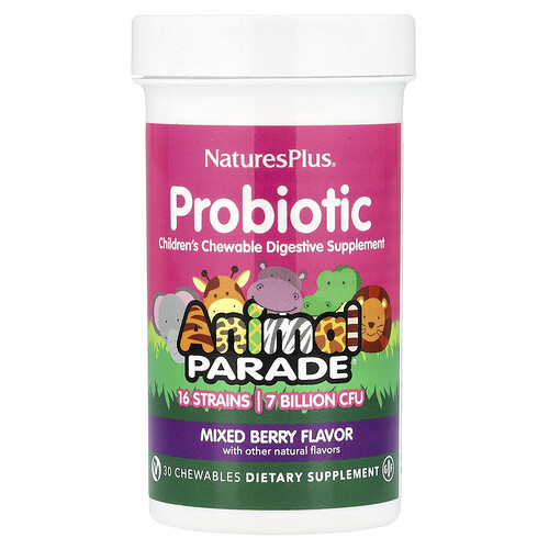 NaturesPlus, Animal Parade®, Kautabiotikum für Kinder, gemischte Beeren, 30 Kautabletten