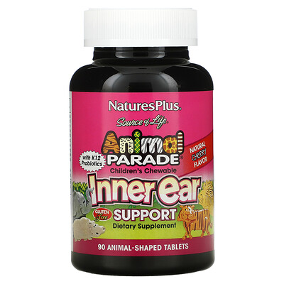 

NaturesPlus Source of Life Animal Parade Children's Chewable Inner Ear Support Natural Cherry 90 Animal-Shaped Tablets