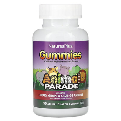 

NaturesPlus Animal Parade Children's Multivitamin Gummies Assorted 50 Animal-Shaped Gummies