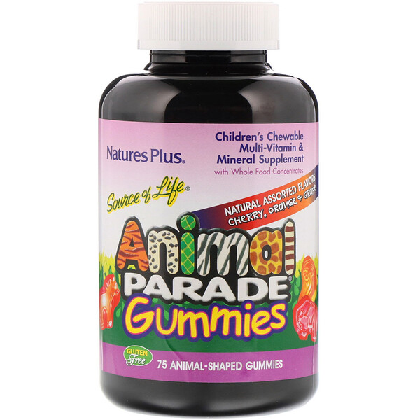 Source of Life, Animal Parade Gummies, Children's Chewable, Natural Assorted Flavors, 75 Animal-Shaped Gummies 