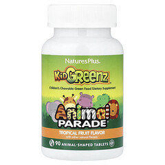 Animal Parade®, Kid Greenz®, дитяча жувальна зелена дієтична дієтична добавка, тропічні фрукти, 90 таблеток у формі тварин