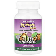 Пробіотики і пребіотики Natures Plus Animal Parade AcidophiKidz Children’s Chewables, 90 жувальних таблеток ягоди