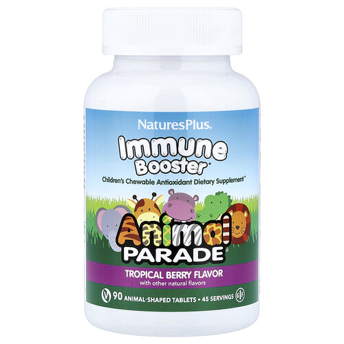 NaturesPlus, Animal Parade®, Immune Booster, zur Stärkung des Immunsystems von Kindern, tropische Beeren, 90 Tabletten in Tierform