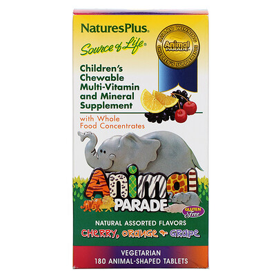 Animal Parade, жевательные таблетки для детей с мультивитаминами и минералами, несколько вкусов, 180 животных Animal Parade, жевательные таблетки для детей с мультивитаминами и минералами, несколько вкусов, 180 животных