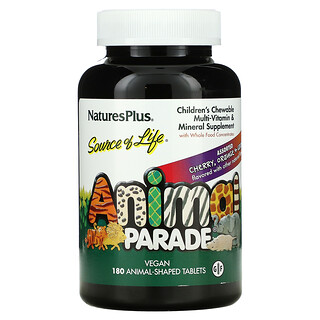 Nature's Plus, Source of Life, Animal Parade, Children's Chewable Multi-Vitamin & Mineral Supplement, Assorted, 180 Animal-Shaped Tablets