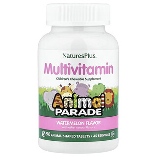 NaturesPlus, Animal Parade®, Children's Chewable Multivitamin, Watermelon, 90 Animal-Shaped Tablets