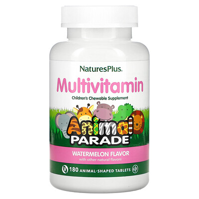 

NaturesPlus Animal Parade Children's Chewable Supplement Watermelon 180 Animal-Shaped Tablets