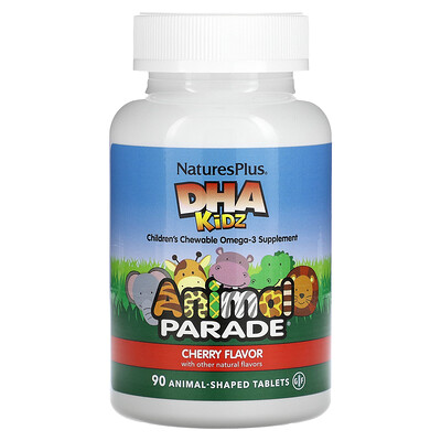 

NaturesPlus Source of Life, Animal Parade, ДГК для детей, детские жевательные таблетки, натуральный вишневый вкус, 90 таблеток в форме животных