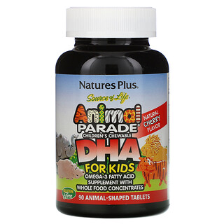 Nature's Plus, Source of Life, Animal Parade, DHA for Kids, Children's Chewable, Natural Cherry Flavor, 90 Animal-Shaped Tablets