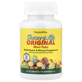 NaturesPlus, Source of Life®, оригинальные мини-таблетки, мультивитаминная и минеральная добавка, 90 таблеток